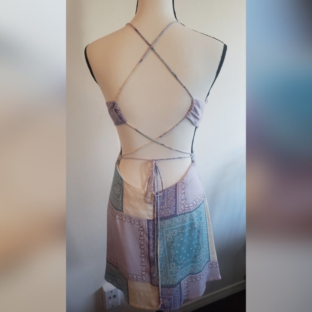 Silk Spaghetti Strap Backless Dress